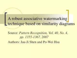 A robust associative watermarking technique based on similarity diagrams