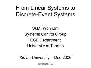 From Linear Systems to Discrete-Event Systems