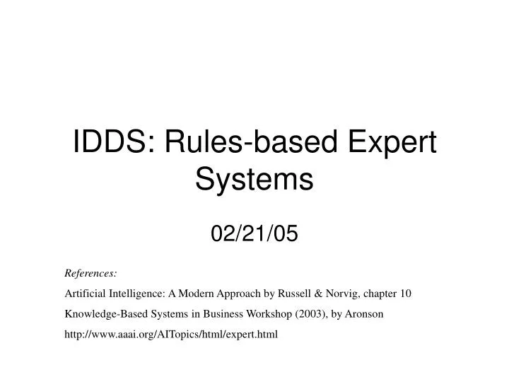idds rules based expert systems