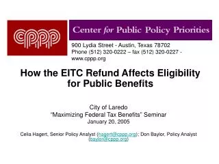 How the EITC Refund Affects Eligibility for Public Benefits
