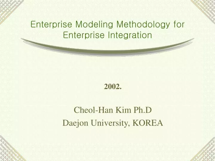 enterprise modeling methodology for enterprise integration