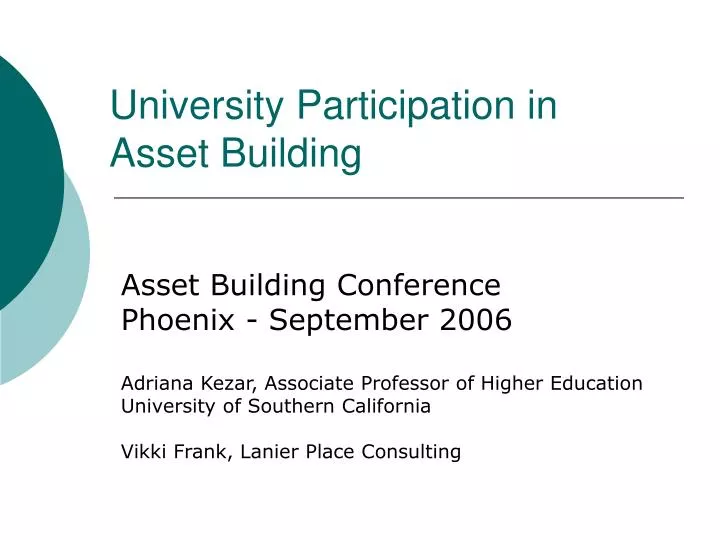 university participation in asset building