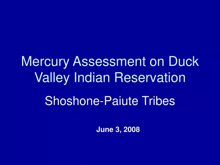 mercury assessment on duck valley indian reservation