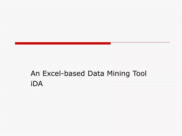 an excel based data mining tool ida