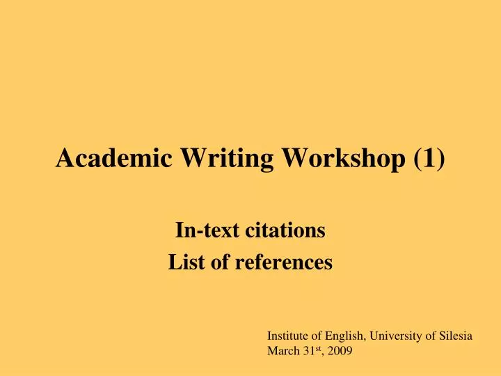 academic writing workshop 1
