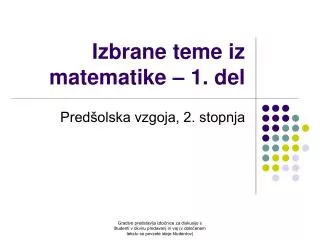 izbrane teme iz matematike 1 del
