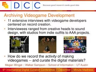 Archiving Videogame Development