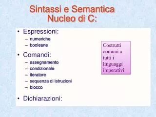 sintassi e semantica nucleo di c