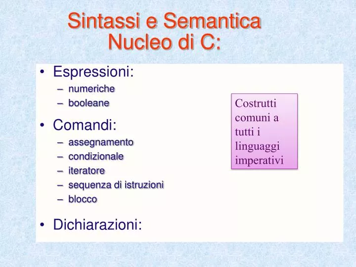 sintassi e semantica nucleo di c