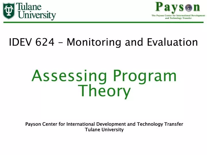 idev 624 monitoring and evaluation