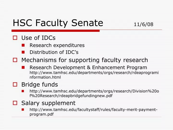 hsc faculty senate 11 6 08