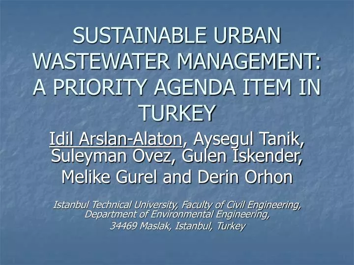 sustainable urban wastewater management a priority agenda item in turkey