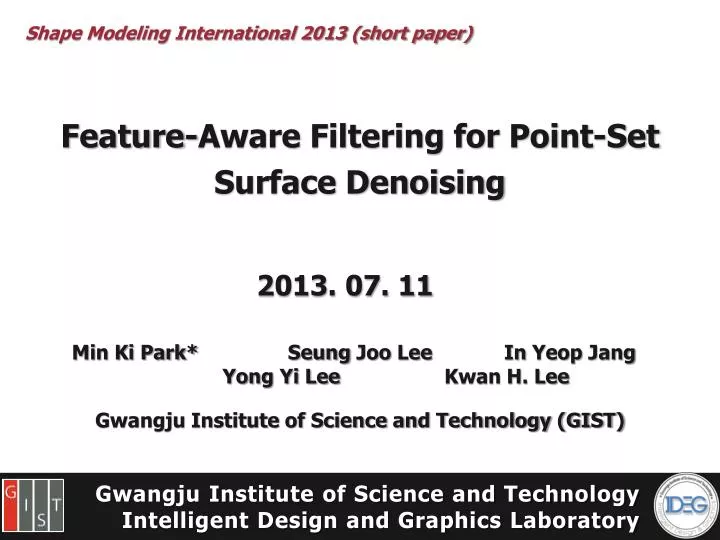 feature aware filtering for point set surface denoising