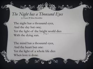 The Night has a Thousand Eyes by Francis William Bourdillon