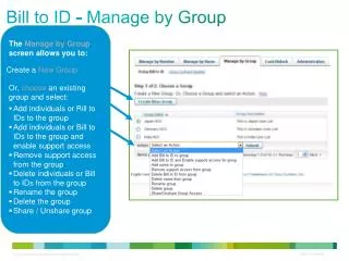 Bill to ID - Manage by Group