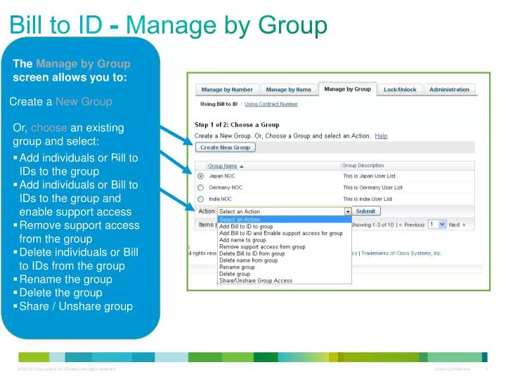 bill to id manage by group