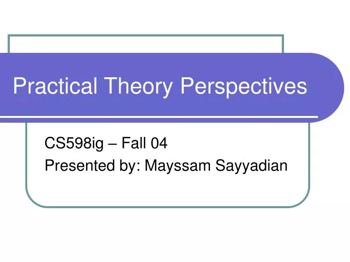 practical theory perspectives