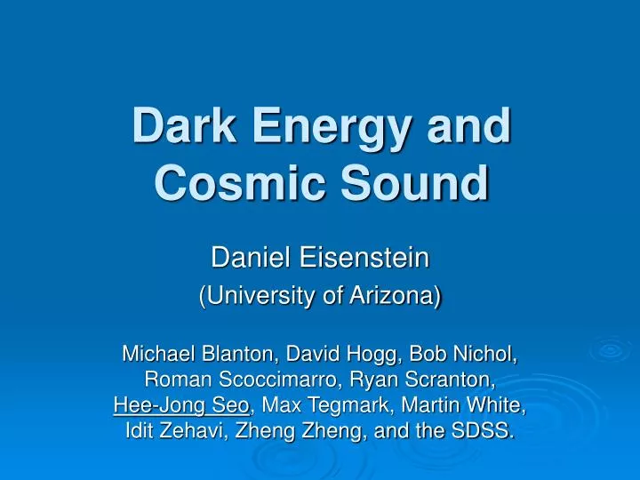 dark energy and cosmic sound