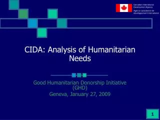 CIDA: Analysis of Humanitarian Needs