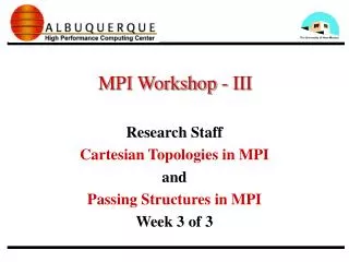 MPI Workshop - III