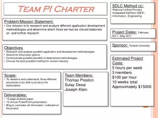 Team PI Charter