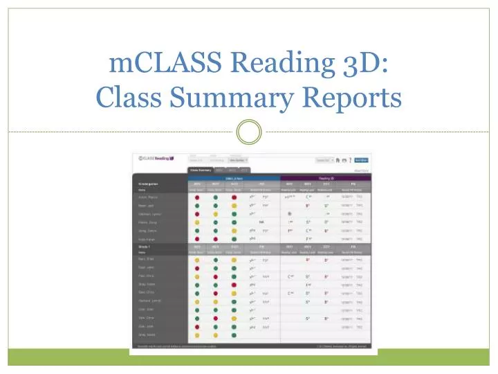 mclass reading 3d class summary reports
