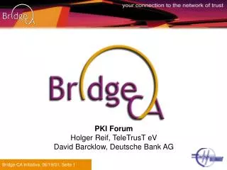 PKI Forum Holger Reif, TeleTrusT eV David Barcklow, Deutsche Bank AG