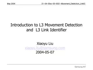 Introduction to L3 Movement Detection and L3 Link Identifier