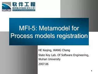 MFI-5: Metamodel for Process models registration