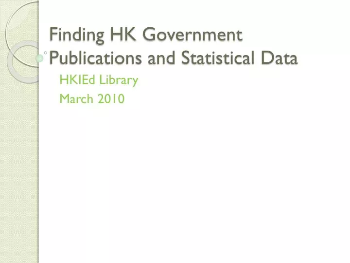 finding hk government publications and statistical data