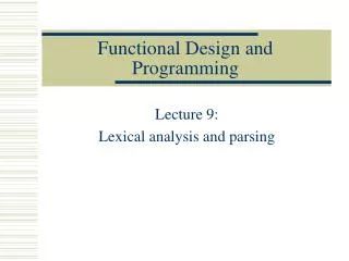 Functional Design and Programming