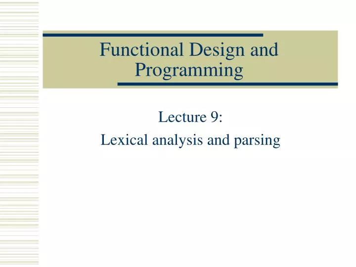 functional design and programming