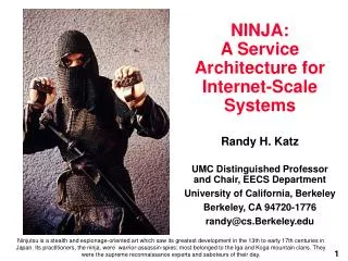 NINJA: A Service Architecture for Internet-Scale Systems