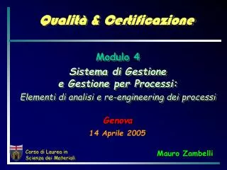 qualit certificazione