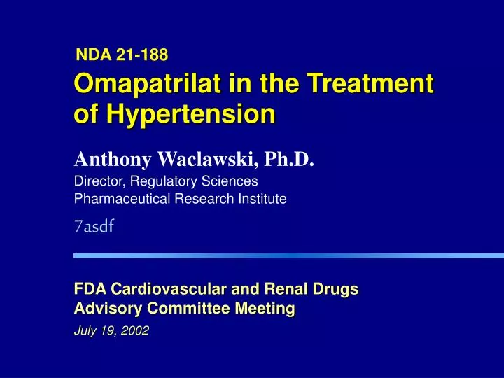 omapatrilat in the treatment of hypertension