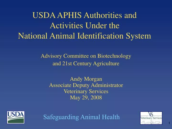 usda aphis authorities and activities under the national animal identification system