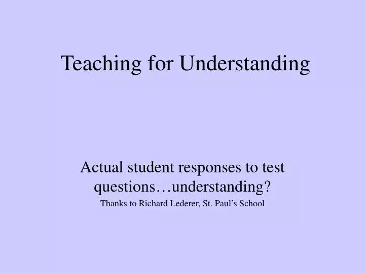 teaching for understanding