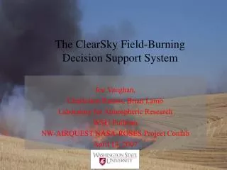 The ClearSky Field-Burning Decision Support System