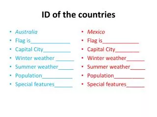 id of the countries