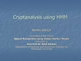 Cryptanalysis using HMM