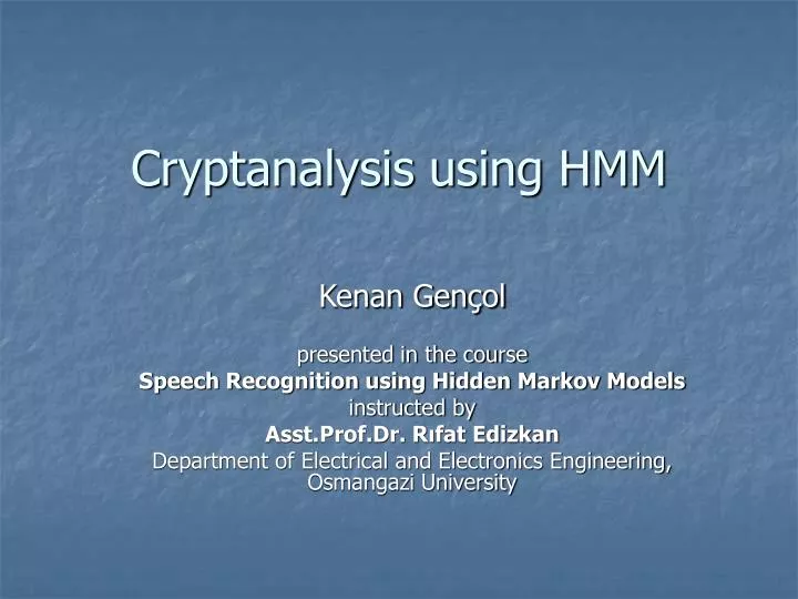 cryptanalysis using hmm