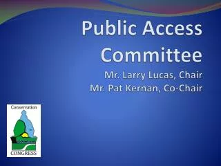 Public Access Committee Mr. Larry Lucas, Chair Mr. Pat Kernan , Co-Chair