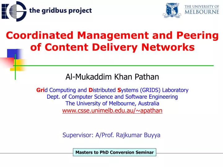 coordinated management and peering of content delivery networks