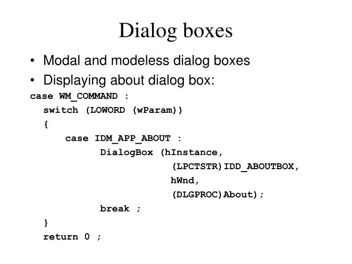 dialog boxes