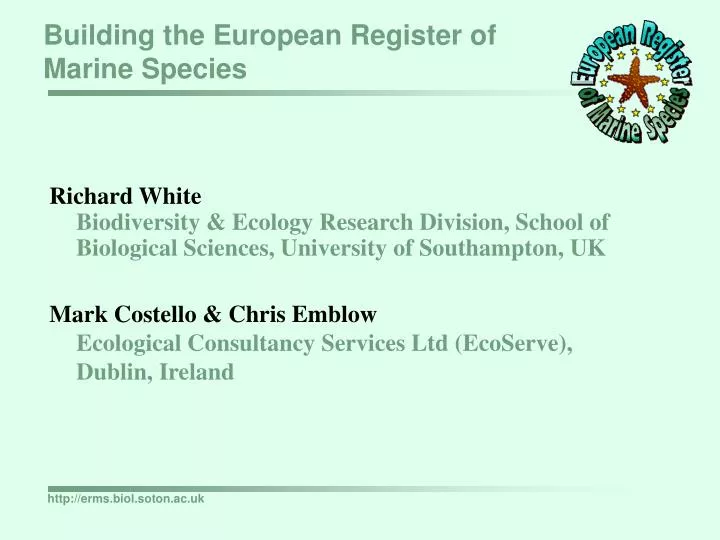 building the european register of marine species