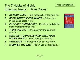 The 7 Habits of Highly Effective Teens ~ Sean Covey