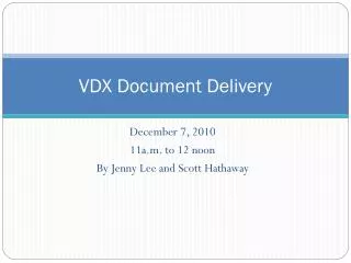 VDX Document Delivery