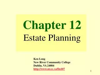 Chapter 12 Estate Planning