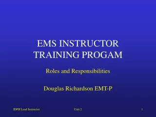 EMS INSTRUCTOR TRAINING PROGAM