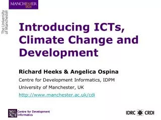 Introducing ICTs, Climate Change and Development